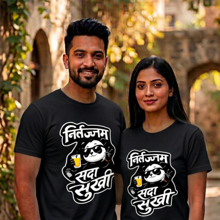 Unisex Regular Cotton T-Shirt – “Nirlajjam Sada Sukhi” | “निर्लज्जम सदा सुखी”